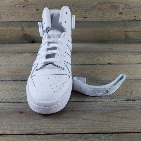 adidas Men's Forum Mid Leather upper Shoes Sneakers White - Picture 9 of 11